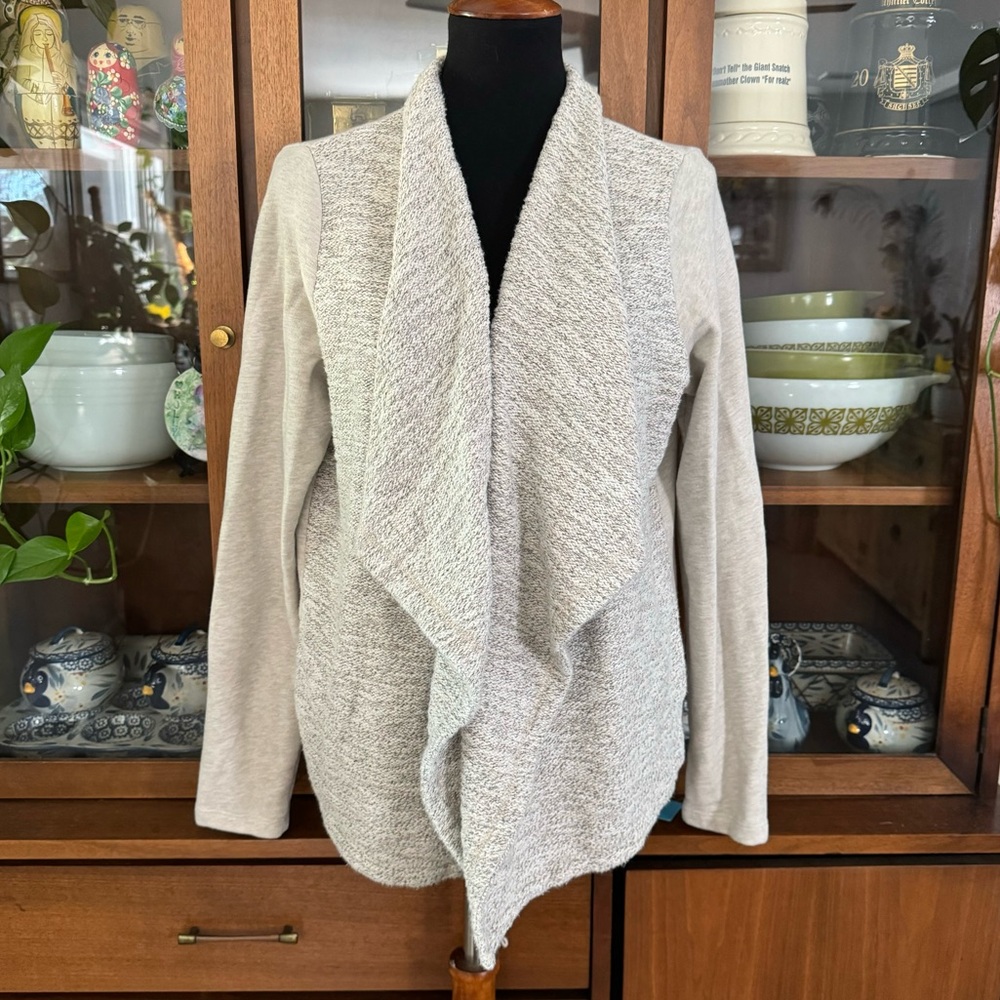 Lucky Brand Heather Oatmeal Drape Cardigan